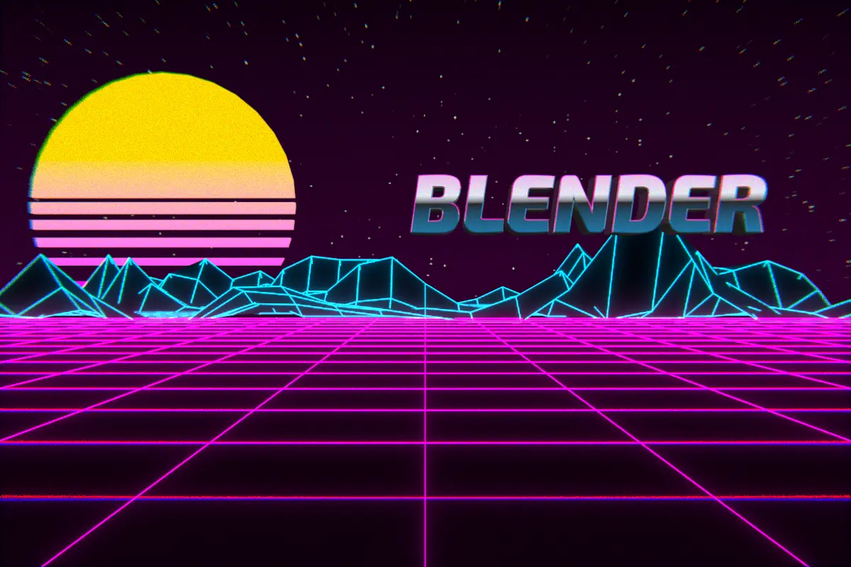 Blender render example, outrun style