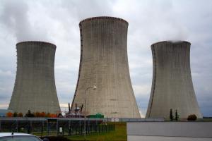 The hyperboloid cooling towers of the Dukovany nuclear power station